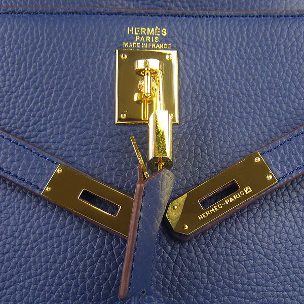 High Quality Hermes Kelly 35cm Togo Leather Bag Dark Blue 6308 - Click Image to Close